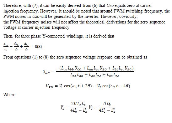 Zero sequence carrier voltage response for rotating signal injection