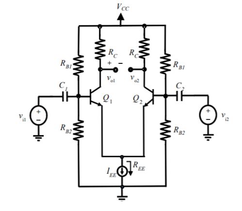 Here vi1 and vi2 represent the differential inputs, and vo1 and vo2 represent
