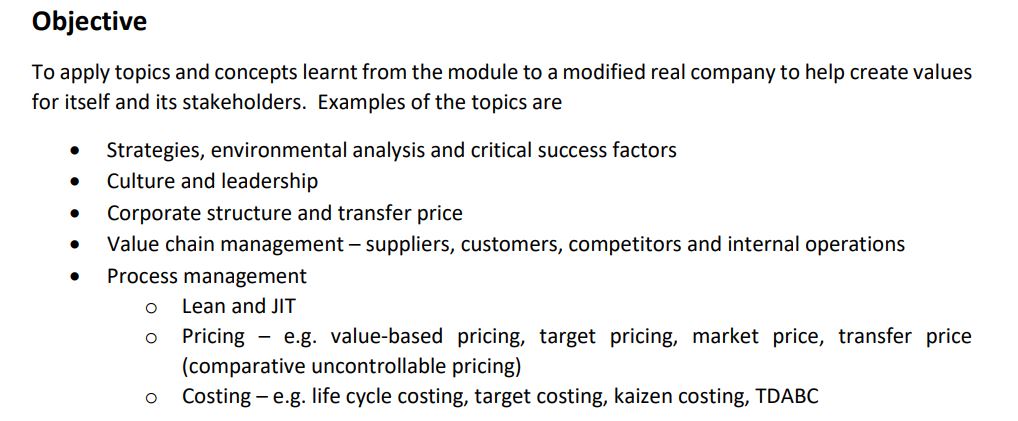 strategic management accounting assignment