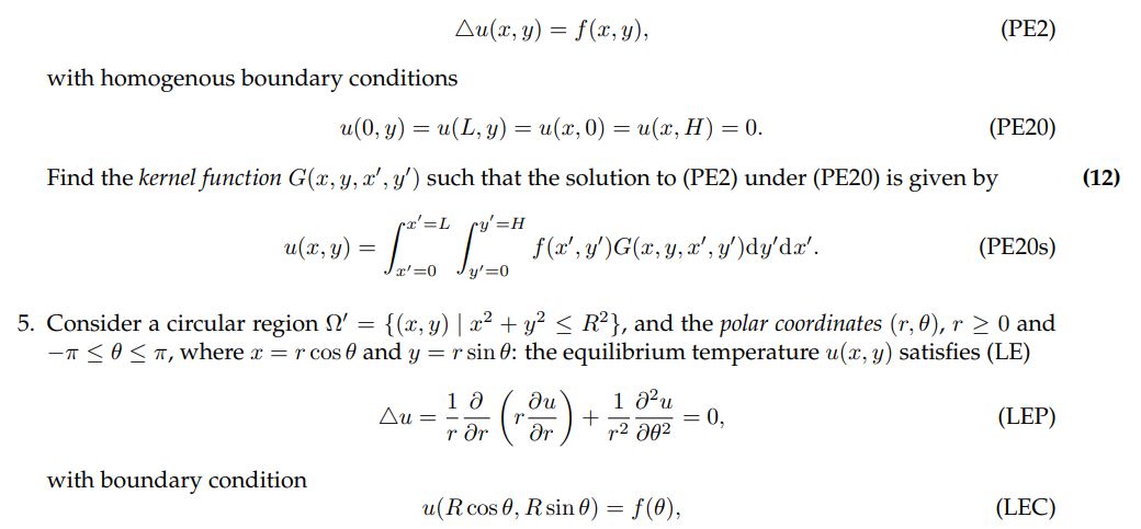 Consider a rectangular region the equilibrium temperature satisfies Poisson’s equation