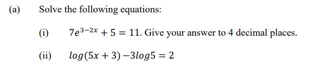solve the following equations