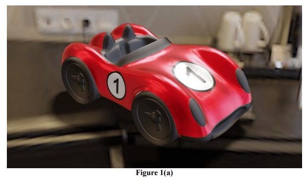 Using the Blender Mesh modelling techniques, construct a classic push tin toy “Plastic Car” to resemble the one below in the sample images.
