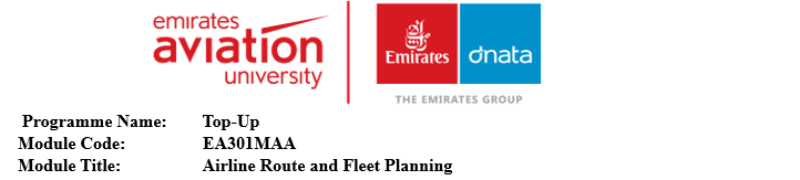 EA301MAA Airline Route and Fleet Planning Individual Assignment 2026 | EAU