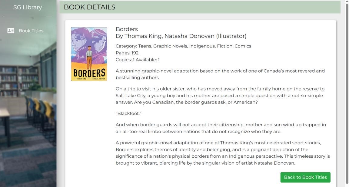 The Book Details page