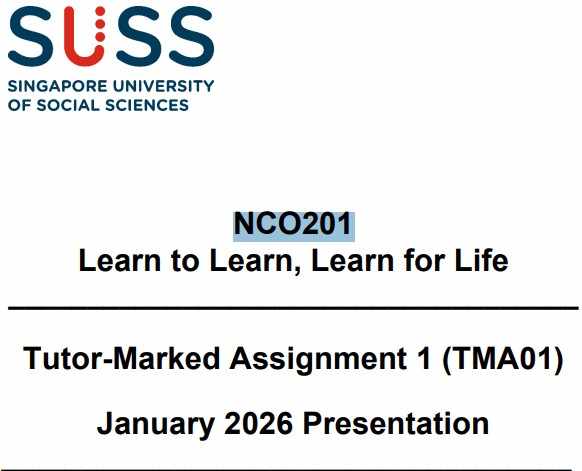 NCO201 Learn to Learn, Learn for Life Tutor-Marked Assignment 1 (TMA01) January 2026 Presentation