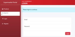 The Login page with a flashed message