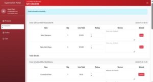 Order page for customers